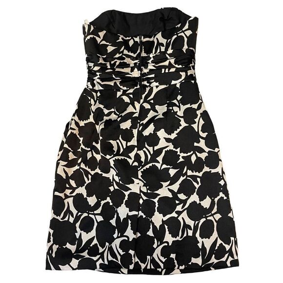 DAVID’S BRIDAL Strapless Black & White Floral Cocktail Dress - Picture 4 of 9